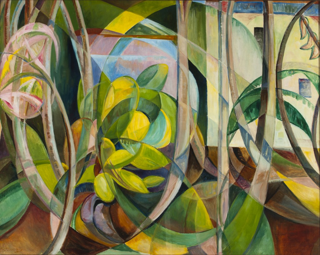 Abstract Geometric Painting of Plants 1 by Mary Swanzy