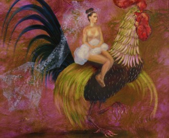 Girl and Cockerel by Desmond Shortt