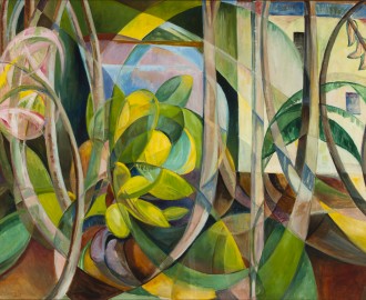 Abstract Geometric Painting of Plants 1 by Mary Swanzy