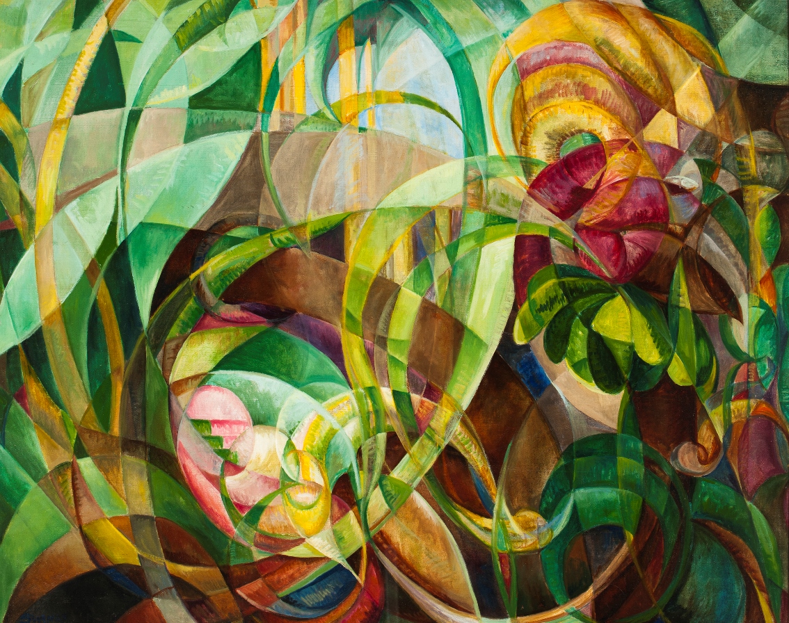Abstract Geometric Painting of Plants 2 by Mary Swanzy
